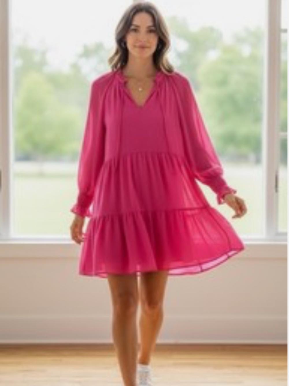 Vince Camuto pink tiered dress, size small, very good